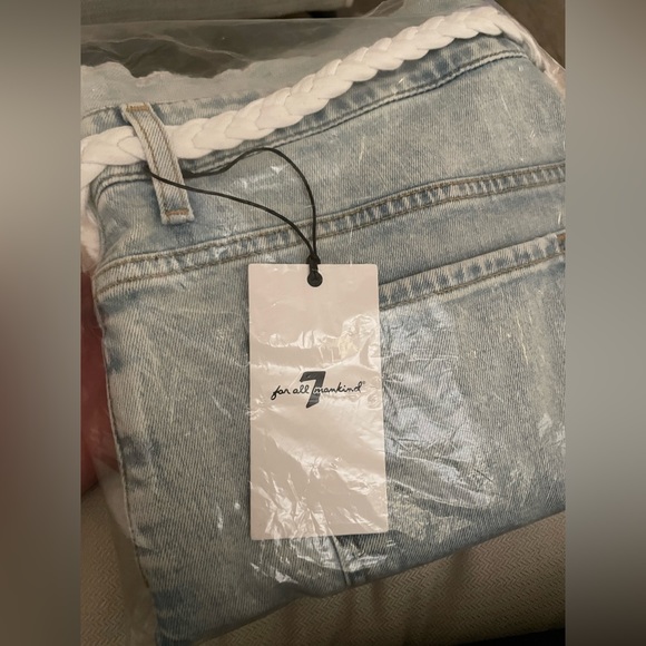 7 for all mankind high waisted braided belt jean shorts - Picture 3 of 3